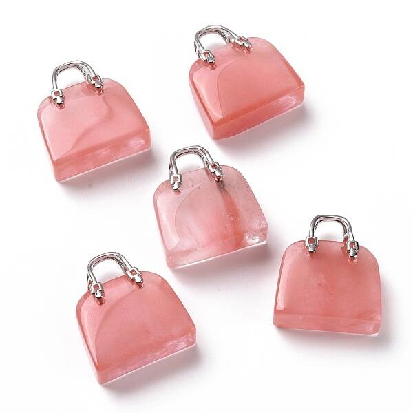 Watermelon Stone Glass Brass Pendants