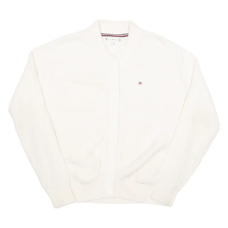 TOMMY HILFIGER Boys Cardigan Cream Tight Knit 16Y