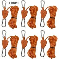 Camping Wind Rope Pulley Tie Downs with Carabiners, 4 Counts Durable Nylon Rope, Heavy Duty Ideal for Securing Tents, Canopie...