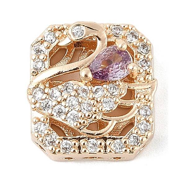 Brass Micro Pave Cubic Zirconia Beads