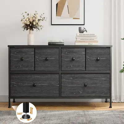RaybeeFurniture 39.4W Dresser with 6 Drawer, Sturdy Metal Frame/Wood Top, Mini Cute Storage Tower Cabinet Organizer Unit fo...