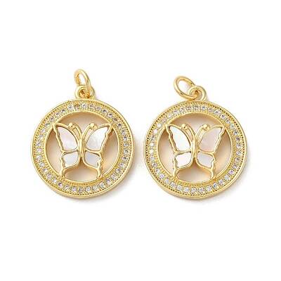 Brass Micro Pave Clear Cubic Zirconia Pendants