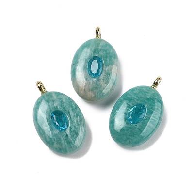 Natural Amazonite & Cubic Zirconia Pendants