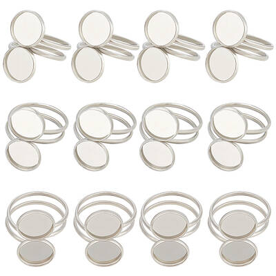 16Pcs 201 Stainless Steel Cuff Ring Findings