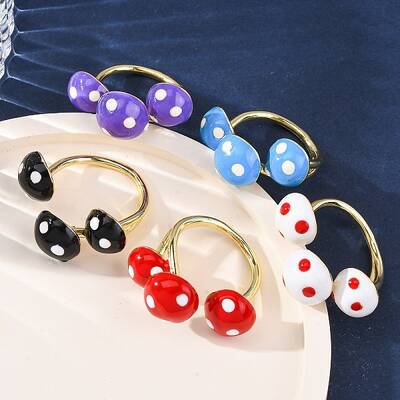 Brass Enamel Open Cuff Rings for Women