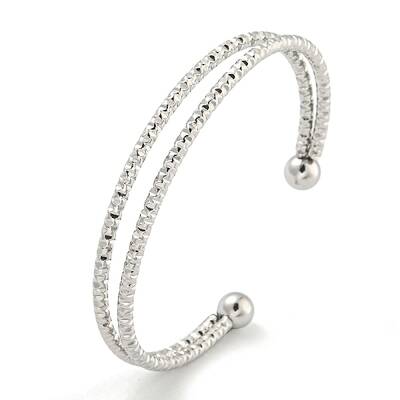 Non-Tarnish Textured 304 Stainless Steel Wrap Cuff Bangle for Women