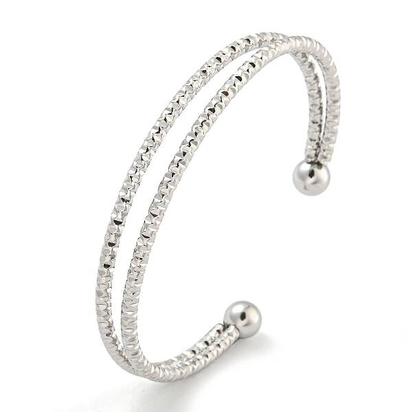 Non-Tarnish Textured 304 Stainless Steel Wrap Cuff Bangle for Women