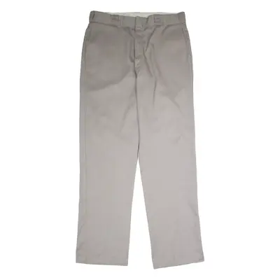 DICKIES Workwear Mens Twill Trousers Grey Regular Straight W36 L34