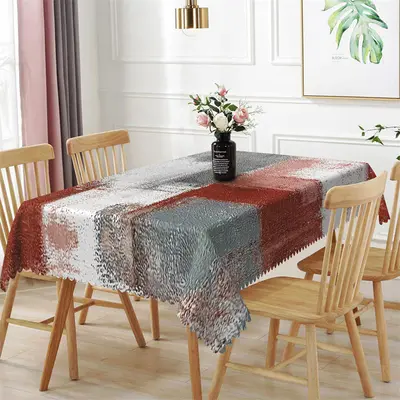 Deep Red Grey Distressed Style Rectangle Tablecloth - Aperturee