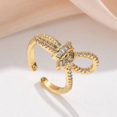 Brass Micro Pave Clear Cubic Zirconia Finger Rings