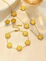 Women's Flower Design Necklace & Stud Earrings & Bracelet, Valentine's Day Gift, Elegant Jewelry Set for Party, Daily Decor, ...