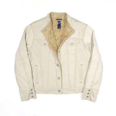 GAP Sherpa Lined Stretch Jacket Beige Corduroy Coach Womens XL