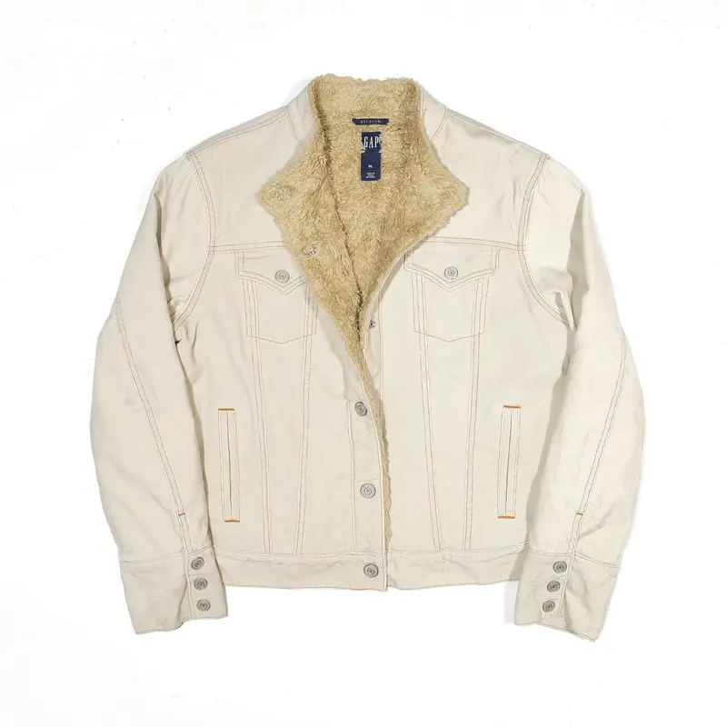 GAP Sherpa Lined Stretch Jacket Beige Corduroy Coach Womens XL