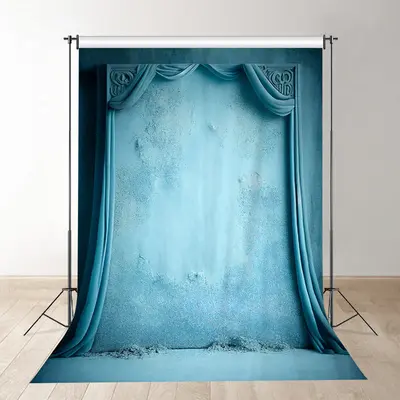 Blue Turquoise Stage Curtain Photo Studio Backdrop - Aperturee