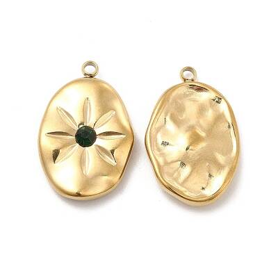 PVD Vacuum Plating 201 Stainless Steel with Rhinestone Pendants