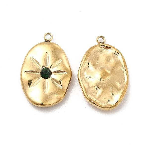 PVD Vacuum Plating 201 Stainless Steel with Rhinestone Pendants