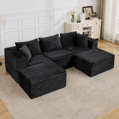 Garvee 107 Modular Sectional Sofa, Modern Cloud Sectional Couch with Deep Seat, U-Shape Boneless Couch with Chaise for Livin...