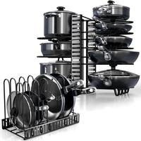 AISOON 8-Tier Adjustable Pots and Pans Organizer Rack for Kitchen Cabinet Storage, Pot Rack for Under Cabinet, 3 DIY Methods,...