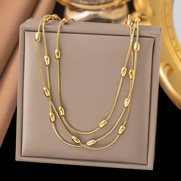 304 Stainless Steel Oval Snake Chain Necklaces