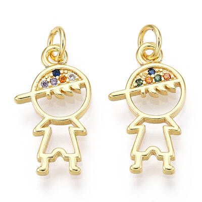 Brass Micro Pave Colorful Cubic Zirconia Pendants