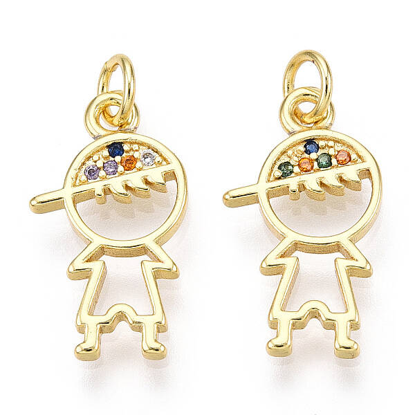 Brass Micro Pave Colorful Cubic Zirconia Pendants