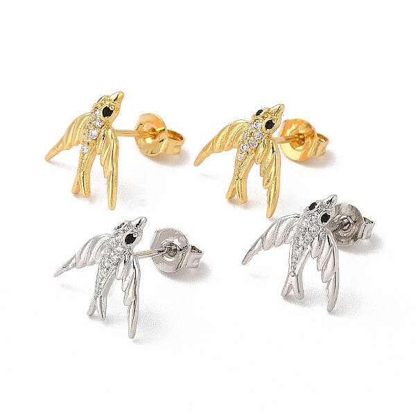 Cubic Zirconia Swallow Stud Earrings