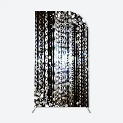 Aperturee Black Diamonds Party Single Fillet Arch Backdrop | Diy Arch Backdrop Cover | Diy Round Arch Backdrop | Round Arch B...