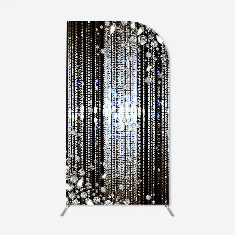 Aperturee Black Diamonds Party Single Fillet Arch Backdrop | Diy Arch Backdrop Cover | Diy Round Arch Backdrop | Round Arch B...