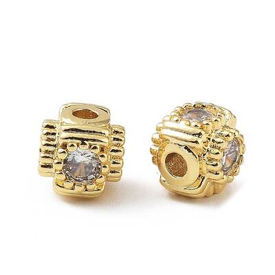 Brass Micro Pave Cubic Zirconia Beads