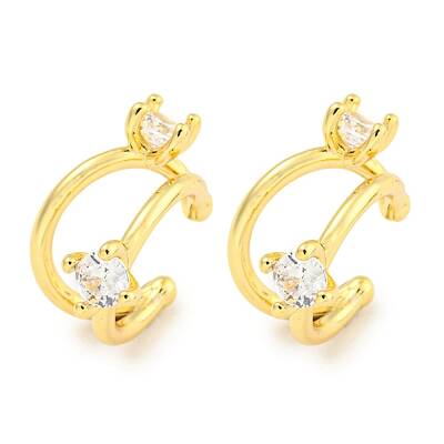 Brass Micro Pave Cubic Zirconia Cuff Earrings