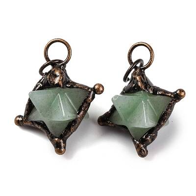 Natural Green Aventurine Merkaba Star Pendants