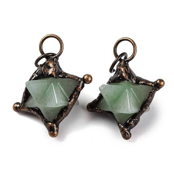 Natural Green Aventurine Merkaba Star Pendants