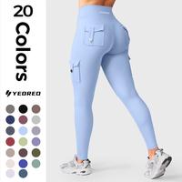 YEOREO CoreFlex Workout Cargo Leggings with Pockets for Women Hidden Scrunch Butt Lifting Leggings Gym Yoga Pants