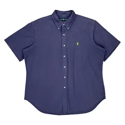 Ralph Lauren Collared Short Sleeve Shirt - XL Blue Cotton