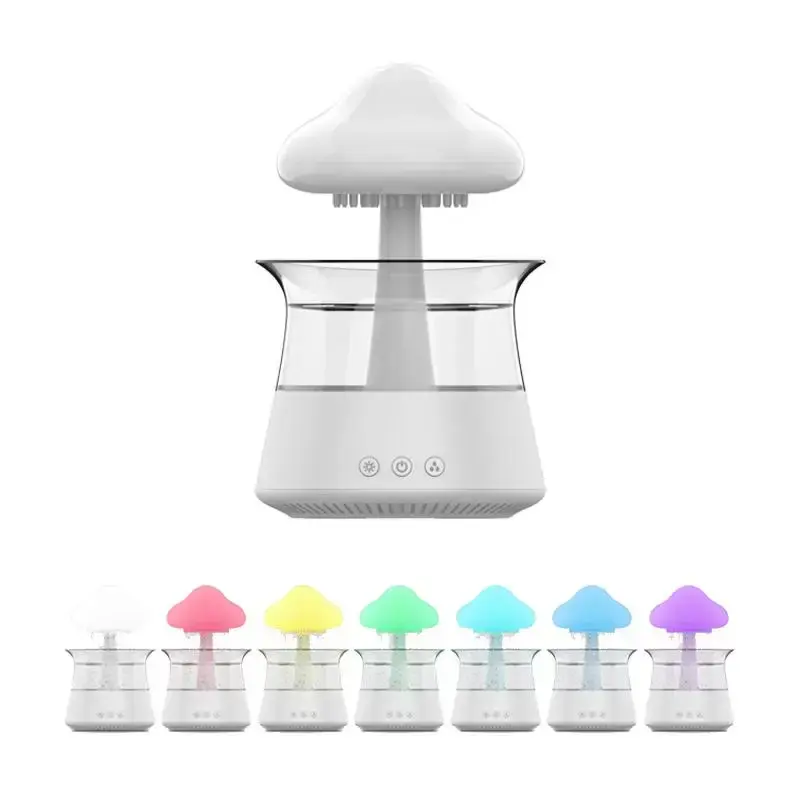 Mushroom Rain Cloud Design Humidifier, USB Powered Night Light Humidifier with 7 Color Changes, Creative Desktop Humidifier, ...