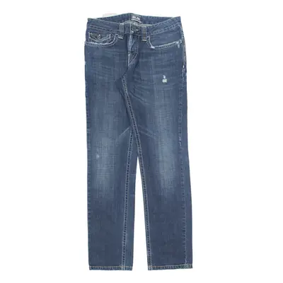 JEAN PAUL GAULTIER Paris Distressed Jeans Blue Denim Regular Tapered Stone Wash Womens W30 L32