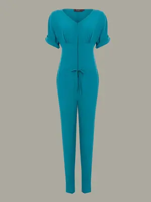ACER | Draw-String Silk Jumpsuit | Colour: Atlantic Teal | Size: UK 8 (US 2)