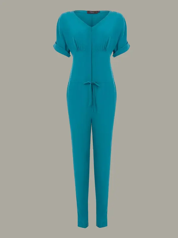 ACER | Draw-String Silk Jumpsuit | Colour: Atlantic Teal | Size: UK 8 (US 2)