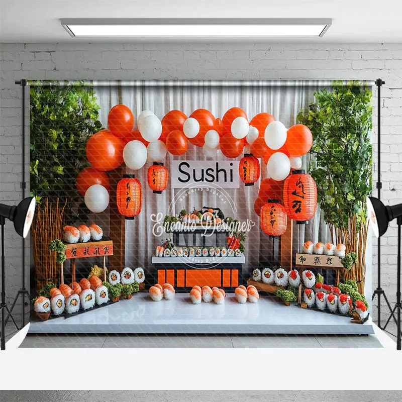 Aperturee Green Plant Balloons Sushi Store Cake Smash Backdrop, 3X2FT(1MX0.6M), 14 USD, birthday cake smash backdrops, ENHD2J...