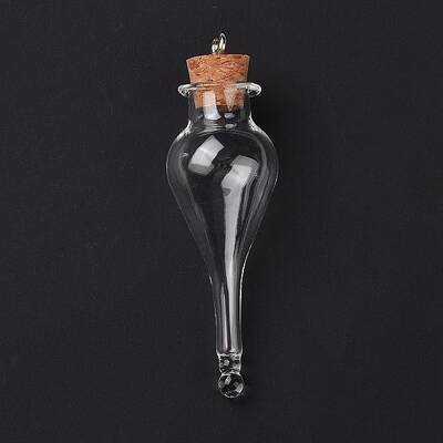 Teardrop Glass Cork Bottle Big Pendants