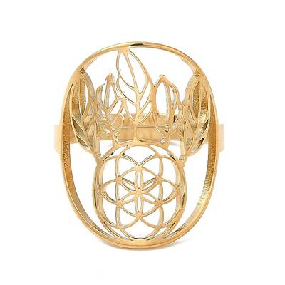 Ion Plating(IP) 304 Stainless Steel Woven Net/Web with Feather Adjustable Ring for Women