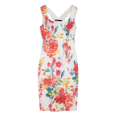 KAREN MILLEN Womens Pencil Dress White Floral Sleeveless Knee Length UK 8