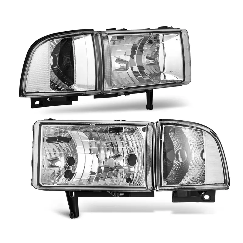 YITAMOTOR® Headlights Assembly Compatible with 1994-2001 Dodge Ram 1500/1994-2002 Ram 2500 3500 Chrome Housing Clear Reflect...