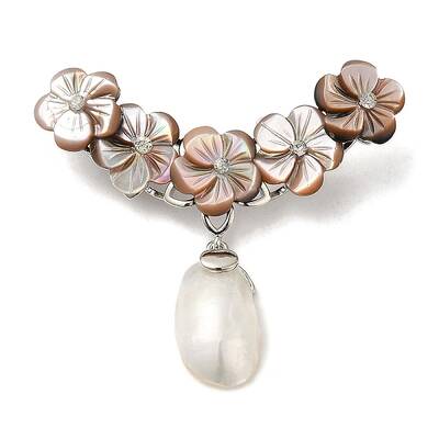 Peach Blossom Flower Natural White Shell Brooches for Women