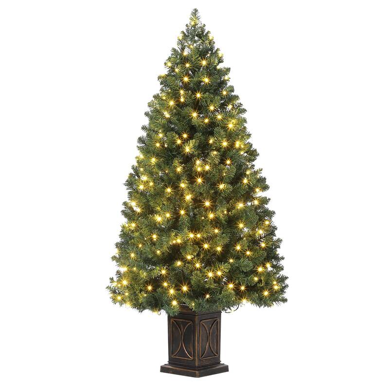 Garvee 4.5ft Christmas Tree, Pre-Lit Artificial Fiber Optic Christmas Tree with 300 LEDs & 8 Lighting Modes, Prelit Xmas Pine...