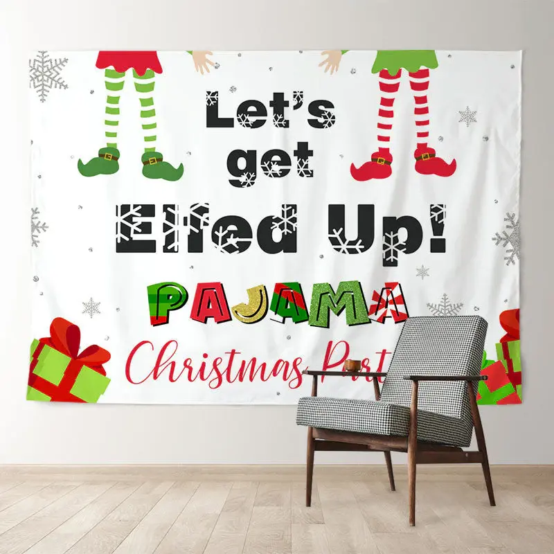 Aperturee Elfed Up Pajama Merry Christmas Party Backdrop