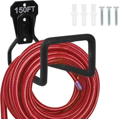 Cast Iron Garden Hose Holder for Summer, 1 Count Wall Mounted Water Hose Holder for Outside Yard, Sturdy Hose Reel Hose Hooks...