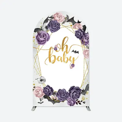 Aperturee White Purple Pink Floral Baby Shower Arch Backdrop | Chiara Arch Backdrop Diy | Diy Chiara Backdrop Cover | Diy Rou...