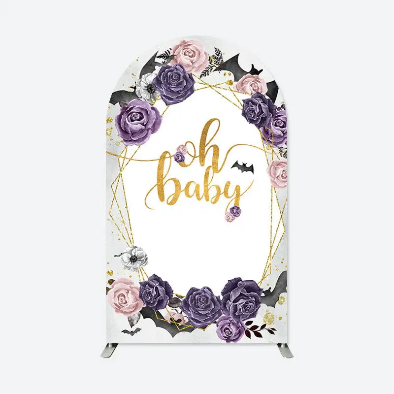 Aperturee White Purple Pink Floral Baby Shower Arch Backdrop | Chiara Arch Backdrop Diy | Diy Chiara Backdrop Cover | Diy Rou...
