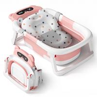 BabyBond Collapsible Baby Bathtub with Real-Time Temp Monitor, Showerhead Holder, Floating Soft Cushion, Non-Slip Design, 10....